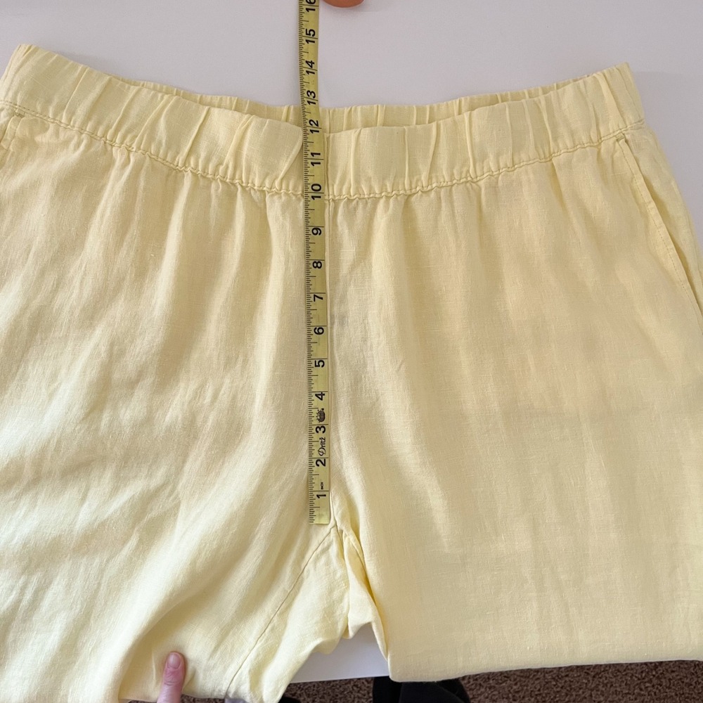 NEW J.Jill Pure Linen Trapunto Stitched Pants Butter Yellow Womens 2X - Picture 10 of 13